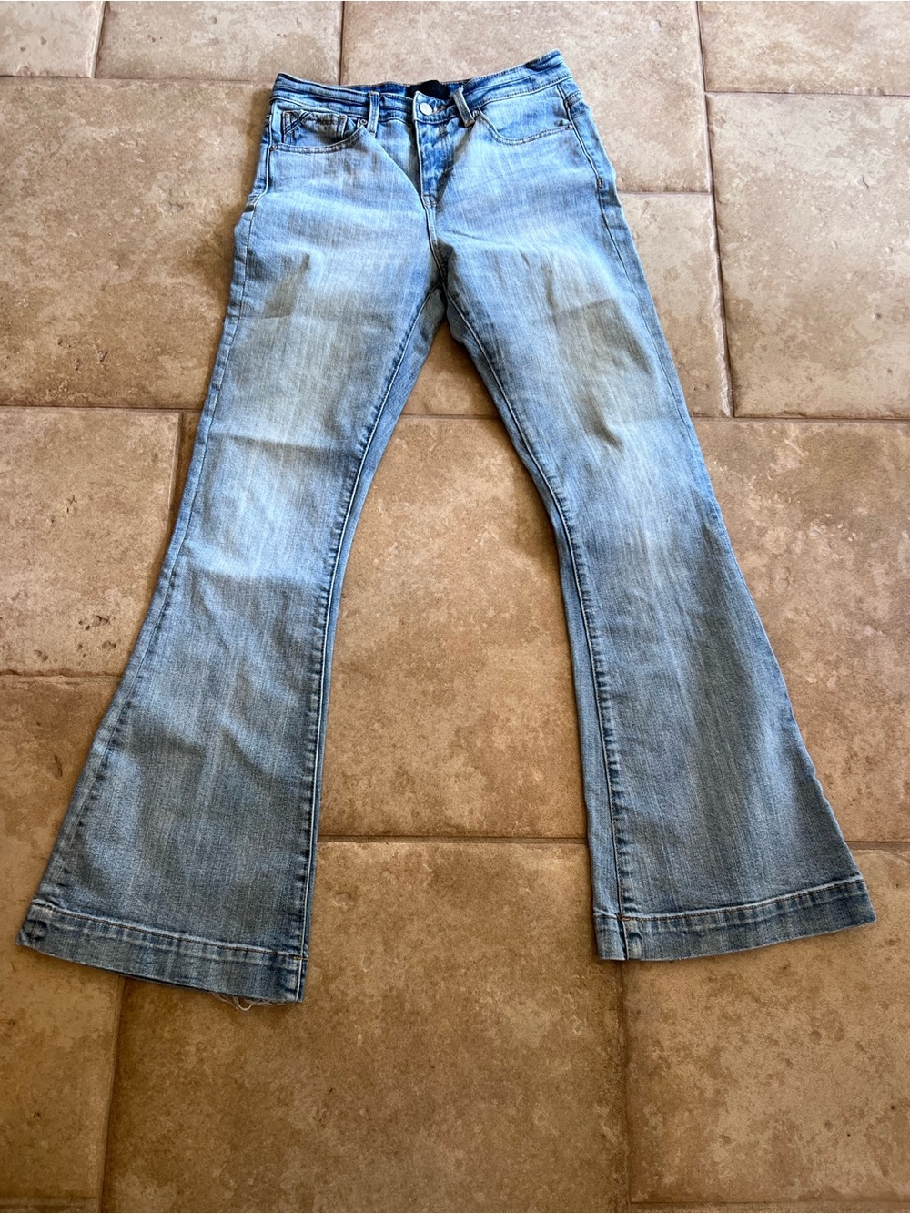 Buckle Black Light Blue Flare Jeans - Wide Leg